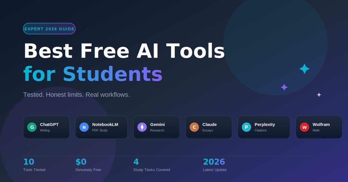 Best free AI tools for students 2026 — ChatGPT, NotebookLM, Gemini, Claude, Perplexity and Wolfram Alpha compared