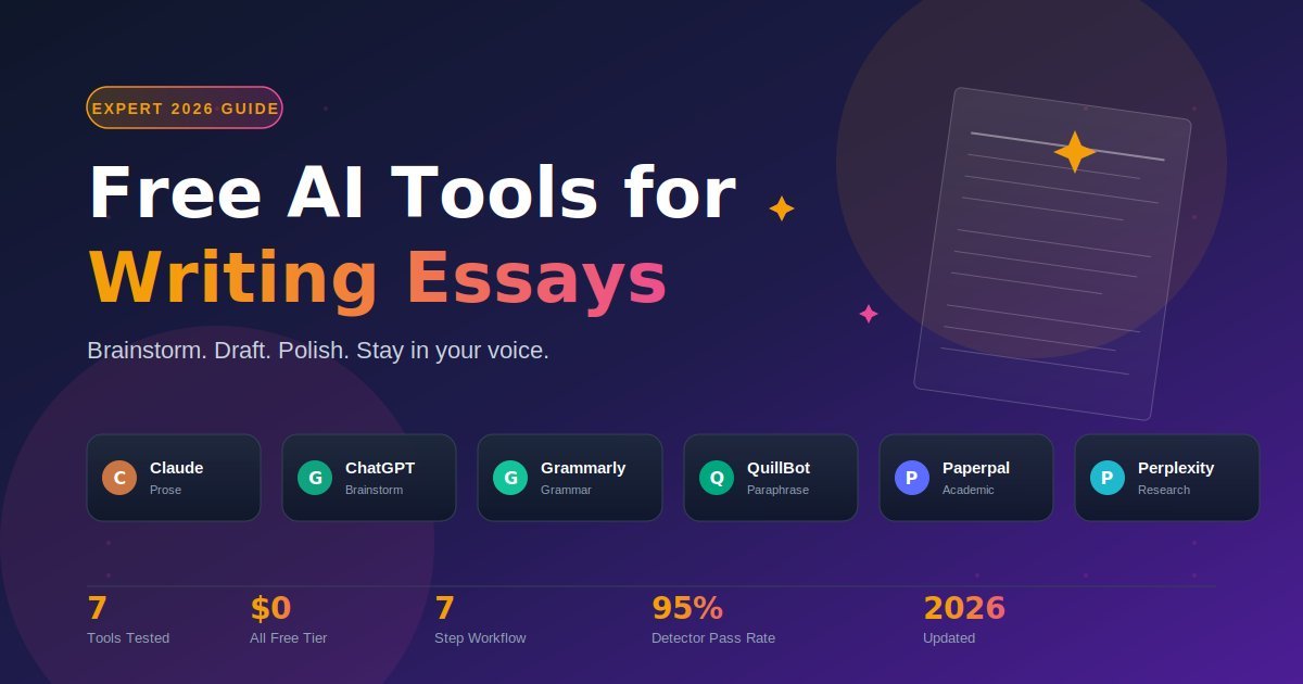 Free AI tools for writing essays 2026 — Claude, ChatGPT, Grammarly, QuillBot, Paperpal, Perplexity compared