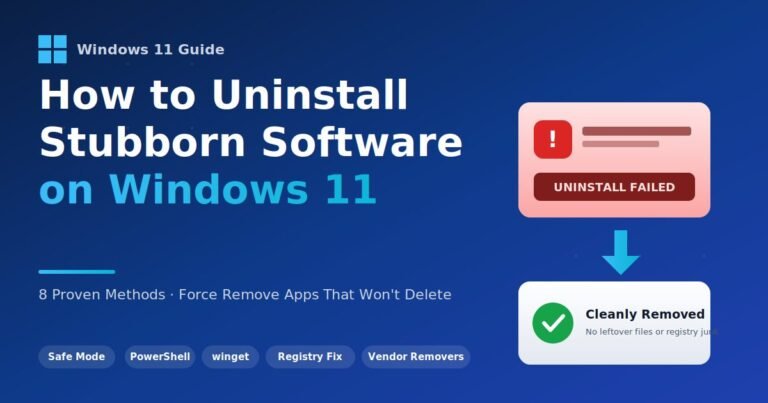 How to uninstall stubborn software on Windows 11 — failed uninstall versus cleanly removed app comparison